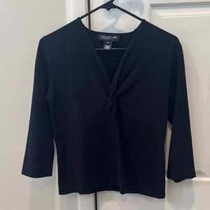 Jones New York Navy Twist-Front 3/4” Sleeve Top